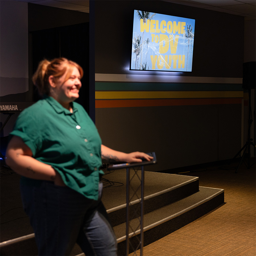 Youth leader welcomes students to DV Youth at Desert Vineyard Church in Lancaster, CA.